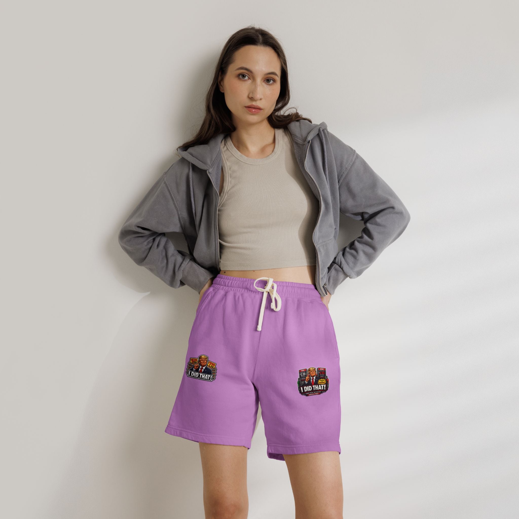 Fleece Sweat Shorts — 'I Did That!' Gas Prices/EGGS UNISEX GARMENT-DYED LIGHTWEIGHT FLEECE SWEAT SHORTS