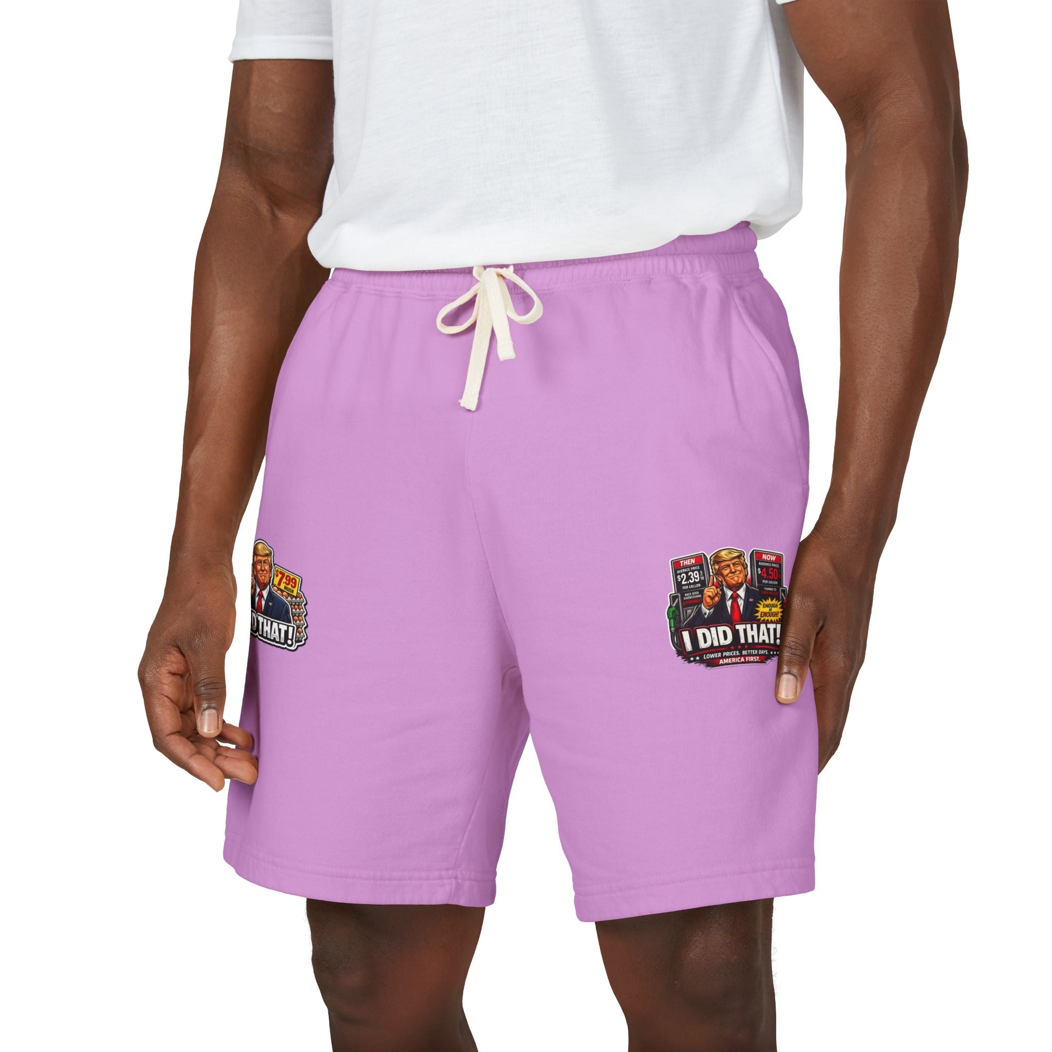 Fleece Sweat Shorts — 'I Did That!' Gas Prices/EGGS UNISEX GARMENT-DYED LIGHTWEIGHT FLEECE SWEAT SHORTS