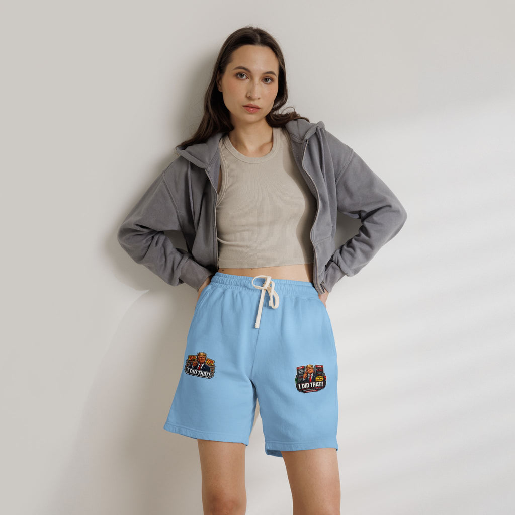Fleece Sweat Shorts — 'I Did That!' Gas Prices/EGGS UNISEX GARMENT-DYED LIGHTWEIGHT FLEECE SWEAT SHORTS