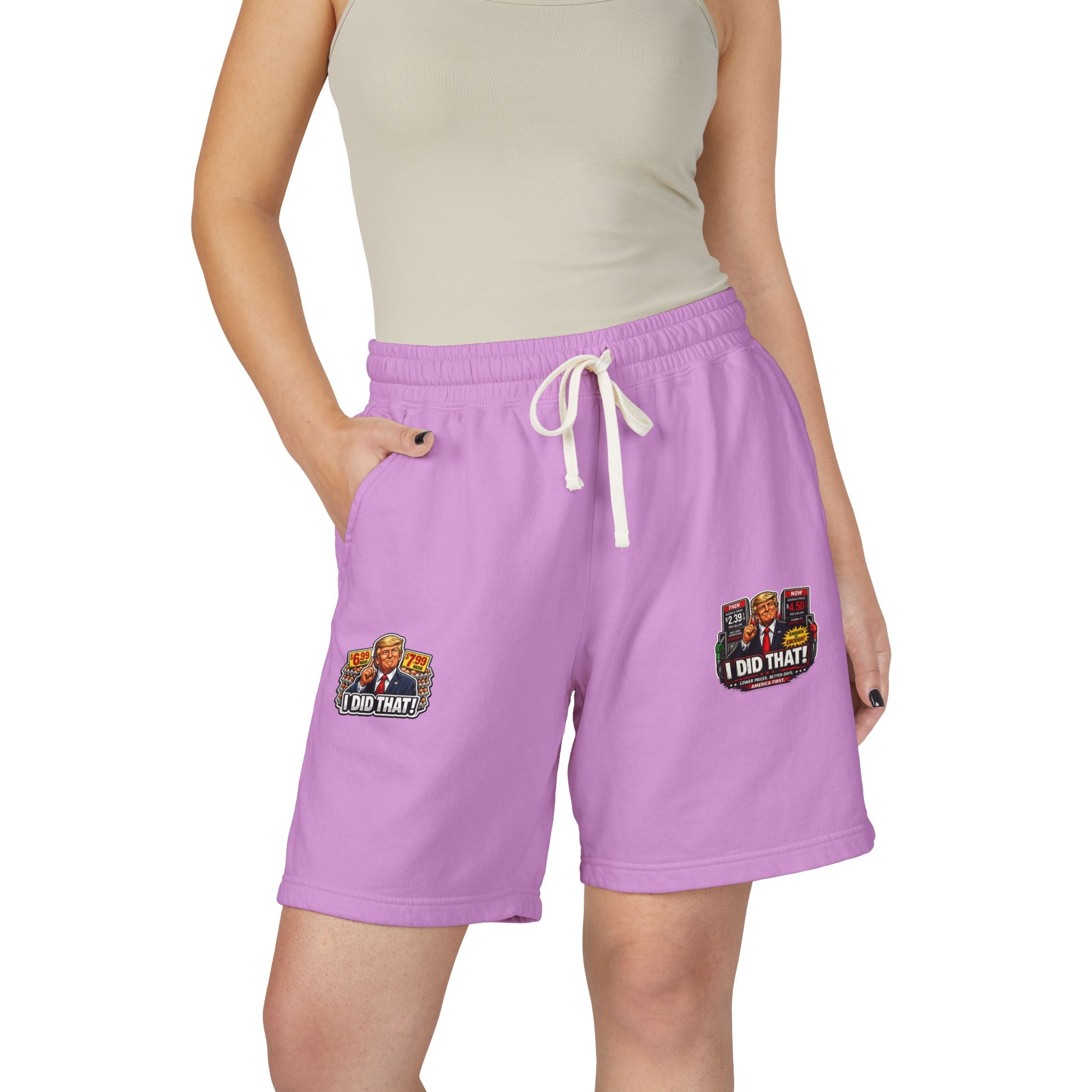 Fleece Sweat Shorts — 'I Did That!' Gas Prices/EGGS UNISEX GARMENT-DYED LIGHTWEIGHT FLEECE SWEAT SHORTS