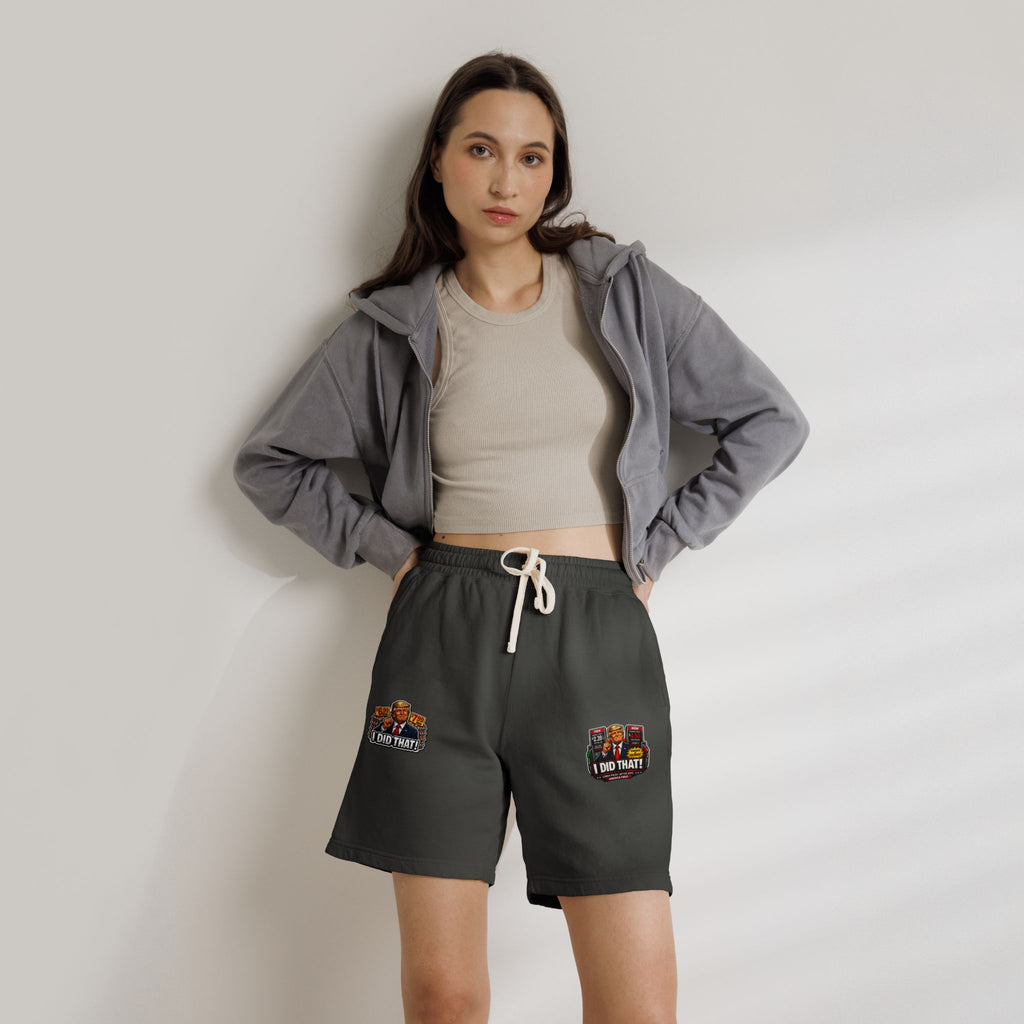 Fleece Sweat Shorts — 'I Did That!' Gas Prices/EGGS UNISEX GARMENT-DYED LIGHTWEIGHT FLEECE SWEAT SHORTS