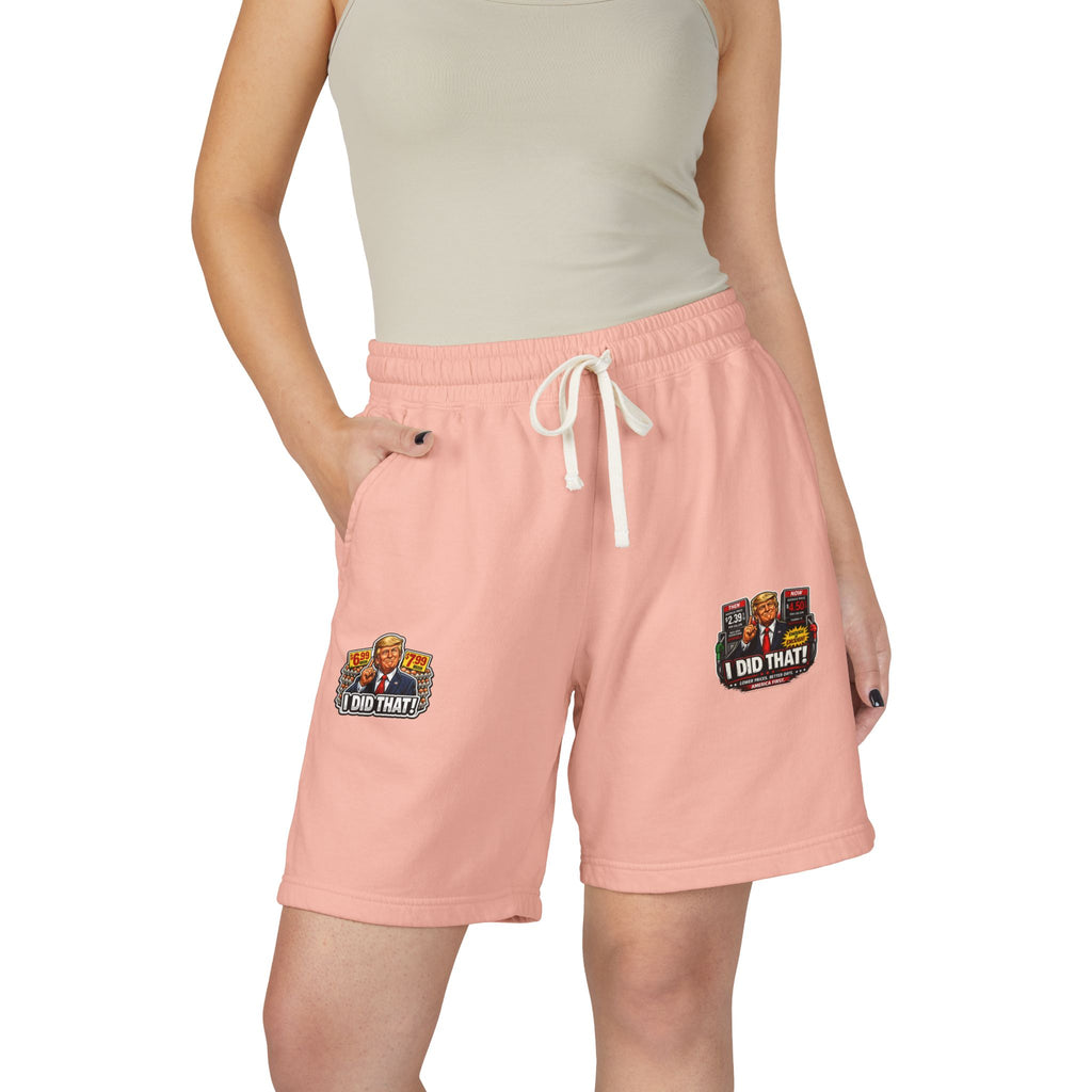 Fleece Sweat Shorts — 'I Did That!' Gas Prices/EGGS UNISEX GARMENT-DYED LIGHTWEIGHT FLEECE SWEAT SHORTS