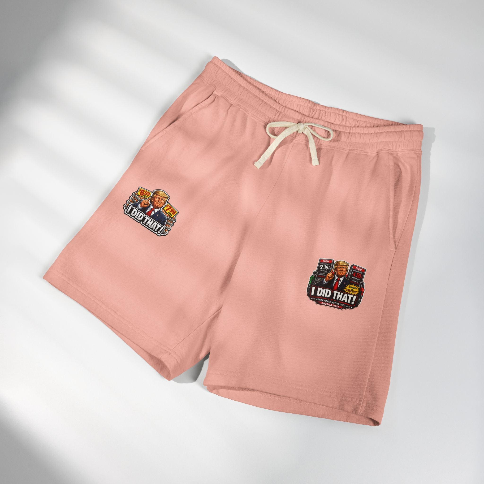 Fleece Sweat Shorts — 'I Did That!' Gas Prices/EGGS UNISEX GARMENT-DYED LIGHTWEIGHT FLEECE SWEAT SHORTS