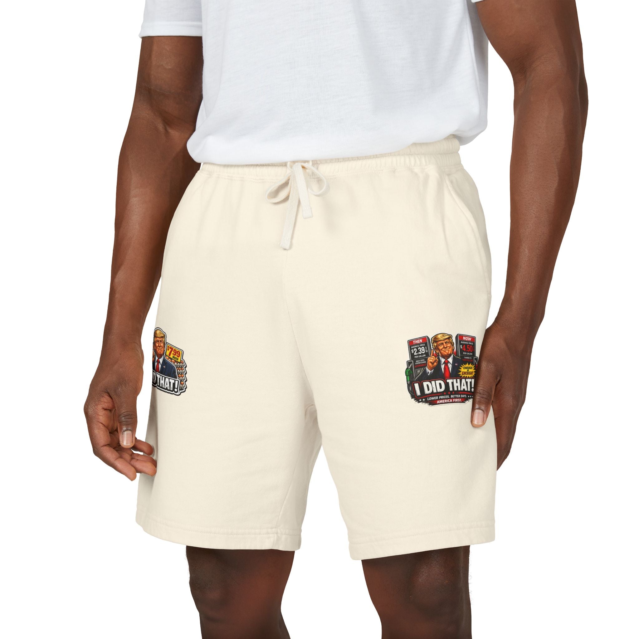 Fleece Sweat Shorts — 'I Did That!' Gas Prices/EGGS UNISEX GARMENT-DYED LIGHTWEIGHT FLEECE SWEAT SHORTS