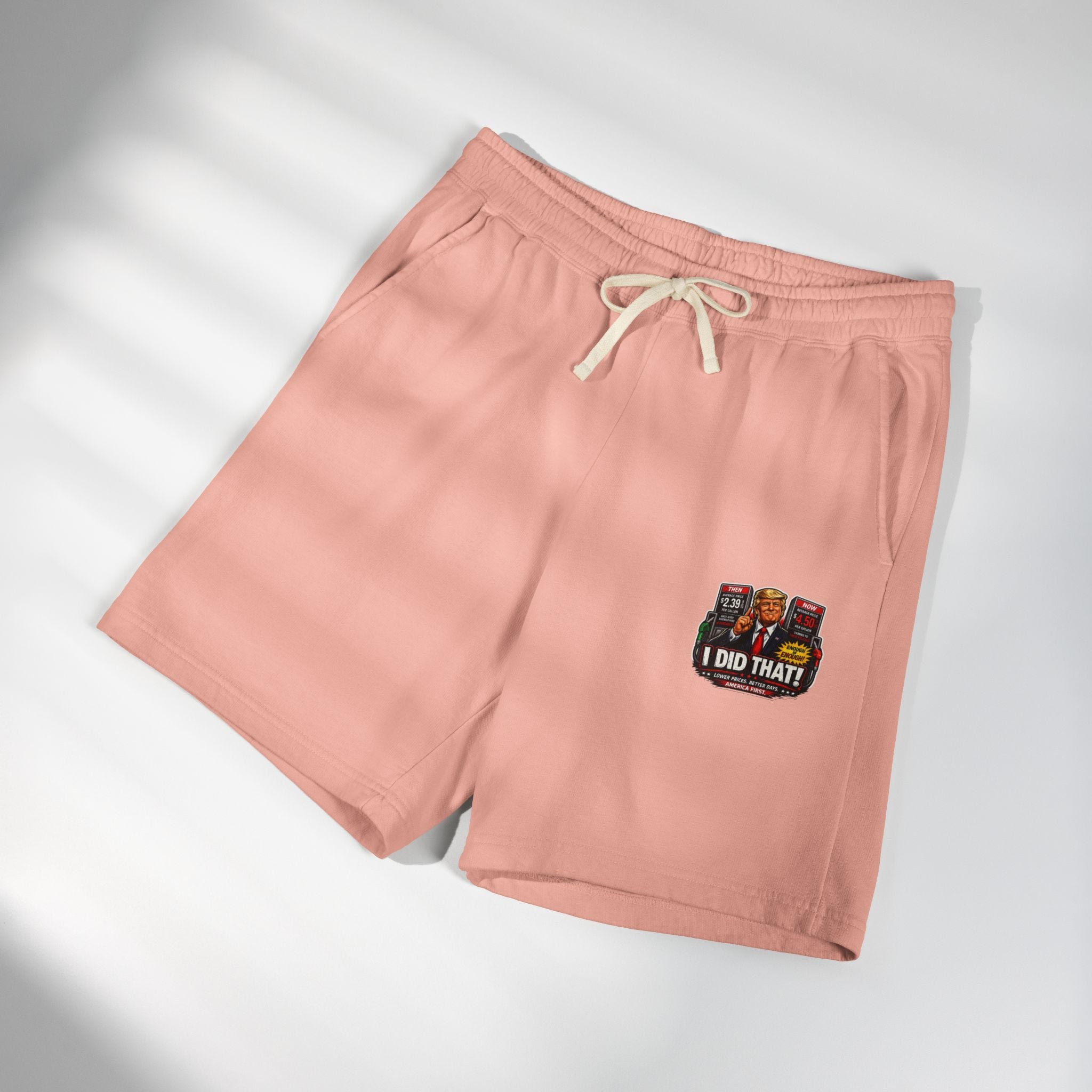 Fleece Sweat Shorts — 'I Did That!' Gas Prices UNISEX GARMENT-DYED LIGHTWEIGHT FLEECE SWEAT SHORTS