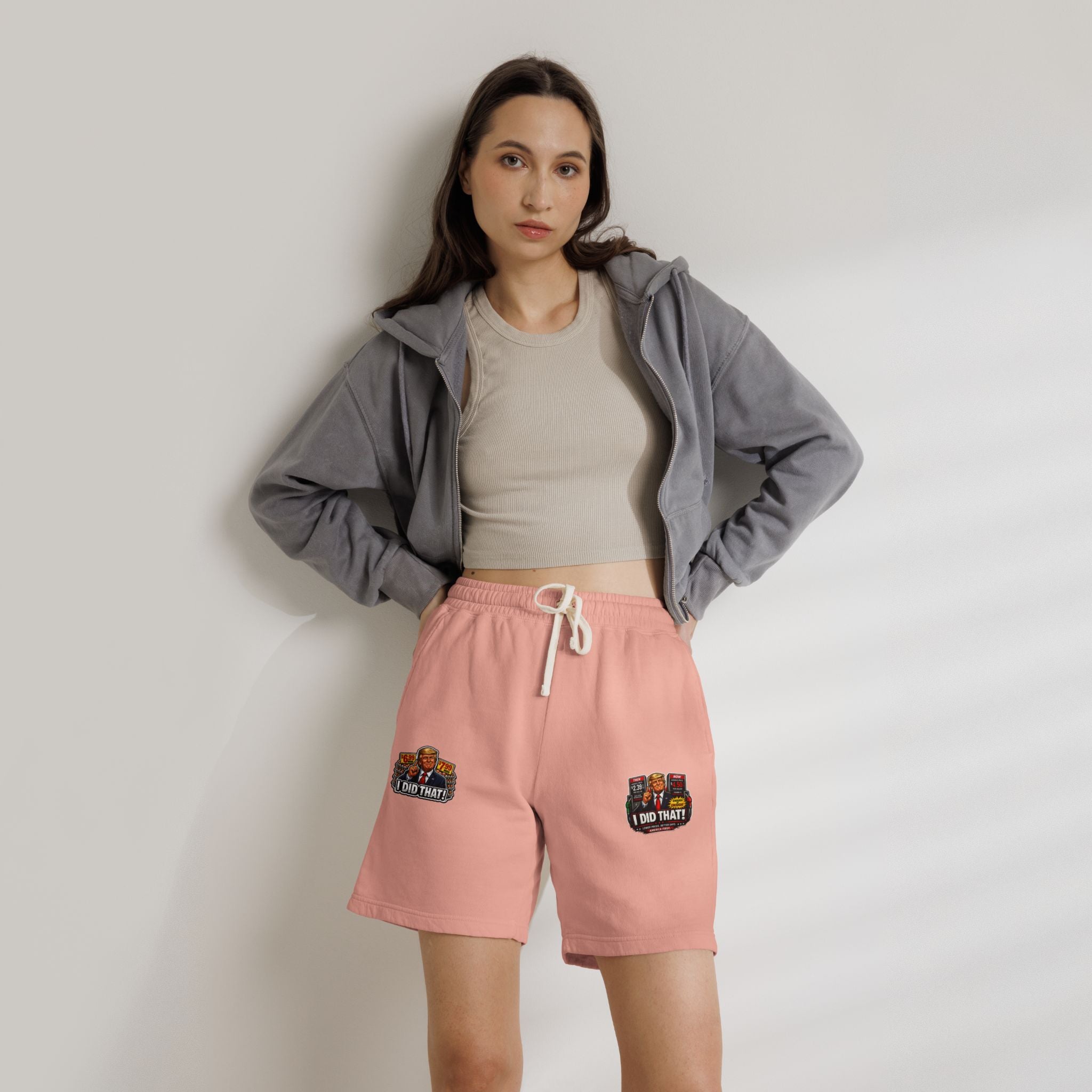 Fleece Sweat Shorts — 'I Did That!' Gas Prices/EGGS UNISEX GARMENT-DYED LIGHTWEIGHT FLEECE SWEAT SHORTS