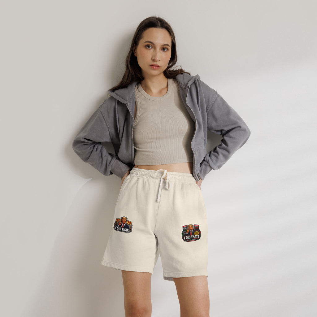 Fleece Sweat Shorts — 'I Did That!' Gas Prices/EGGS UNISEX GARMENT-DYED LIGHTWEIGHT FLEECE SWEAT SHORTS