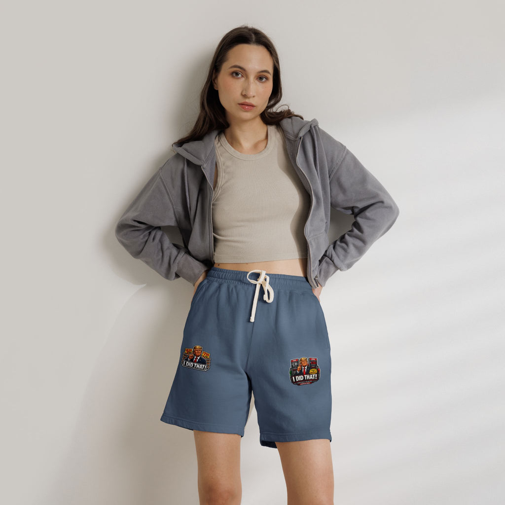 Fleece Sweat Shorts — 'I Did That!' Gas Prices/EGGS UNISEX GARMENT-DYED LIGHTWEIGHT FLEECE SWEAT SHORTS